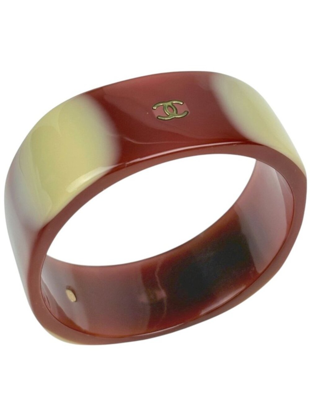 Chanel Bangle CC Logo Plastic Brown Bracelet